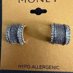 Monet Jewelry Huggie Womens Glass 17mm Hypoallergenic Hoop Earrings! Great gift!